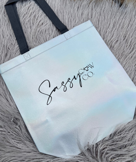 SASSY COW SILVER HOLOGRAPHIC BAG