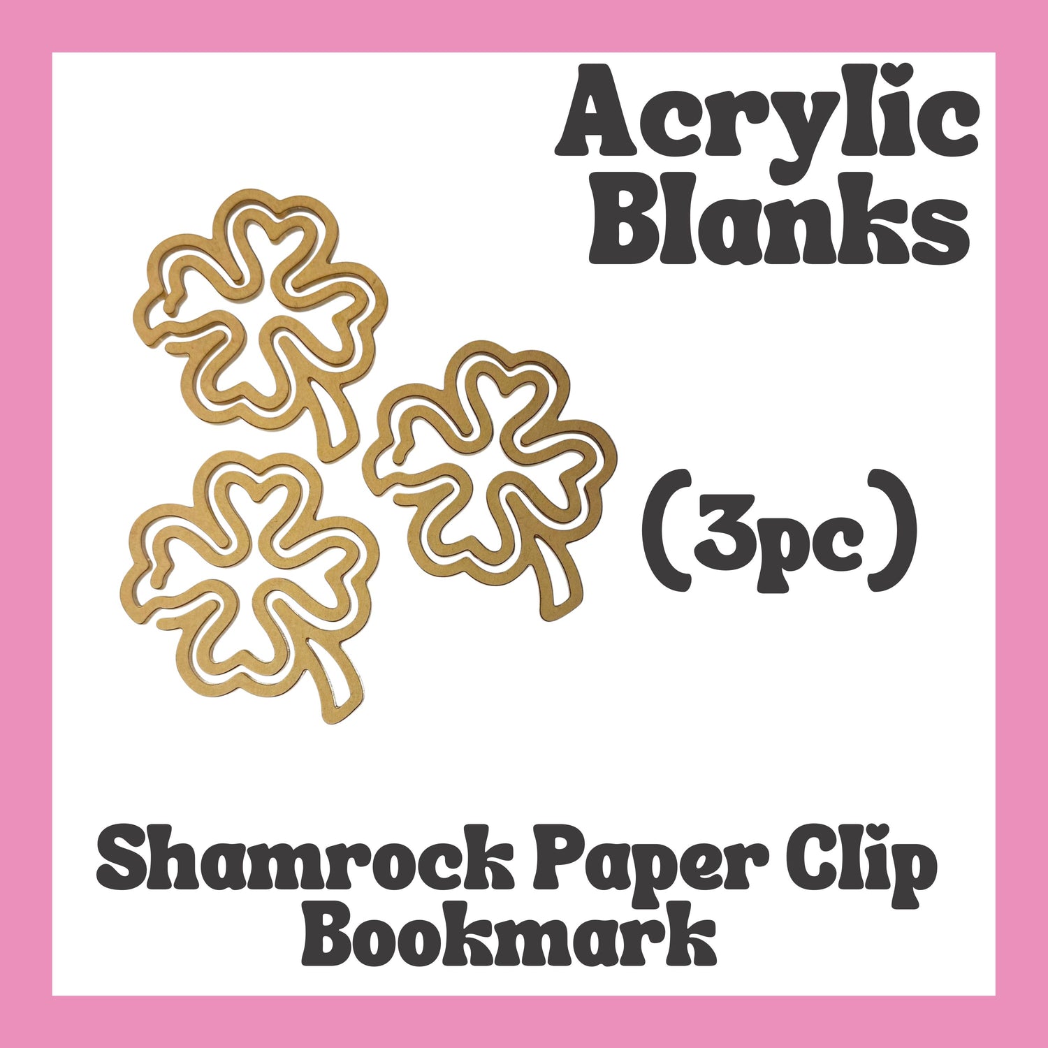 Shamrock Bookmark Acrylic Blank 3pc