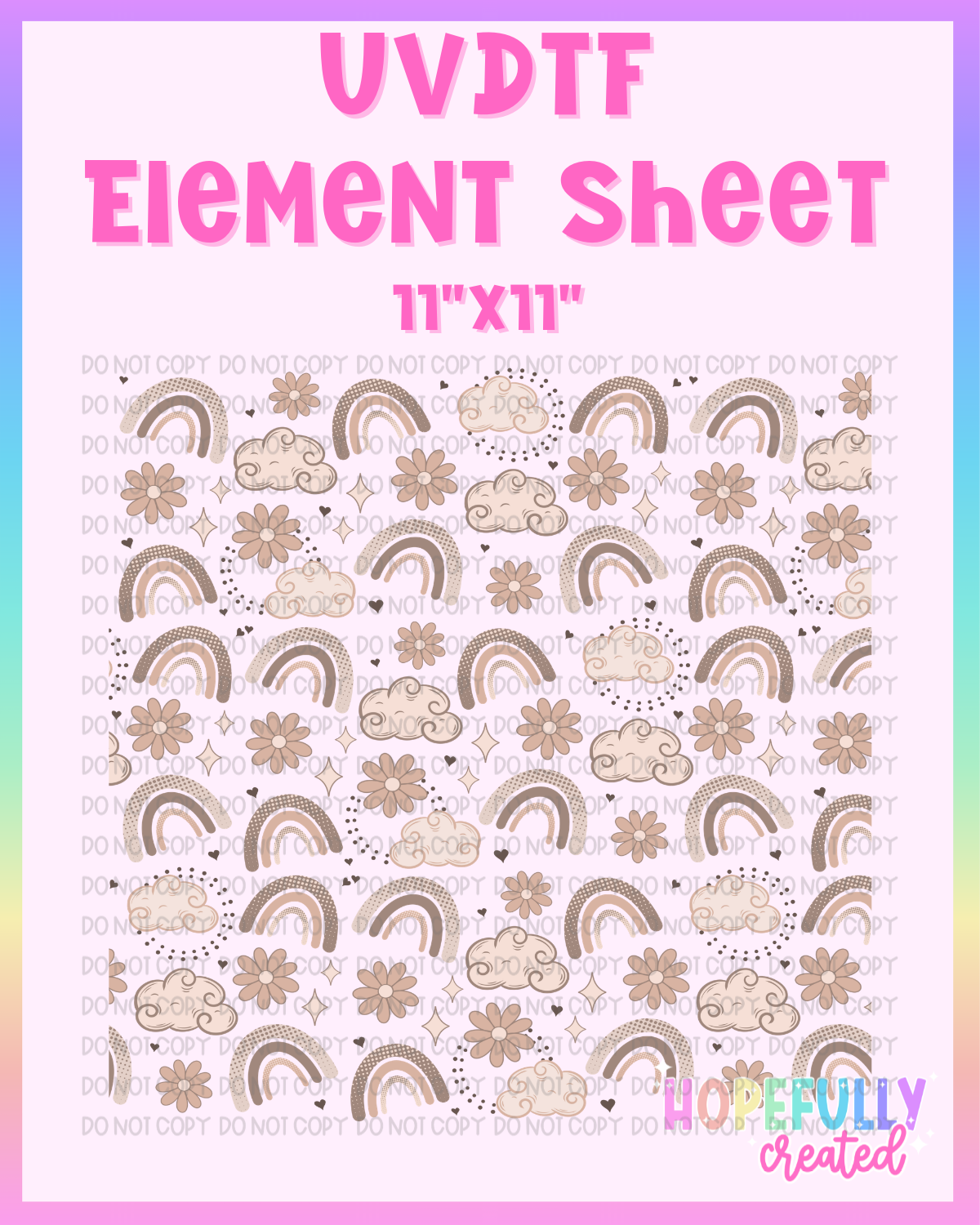 Boho Rainbow UVDTF Element Sheet