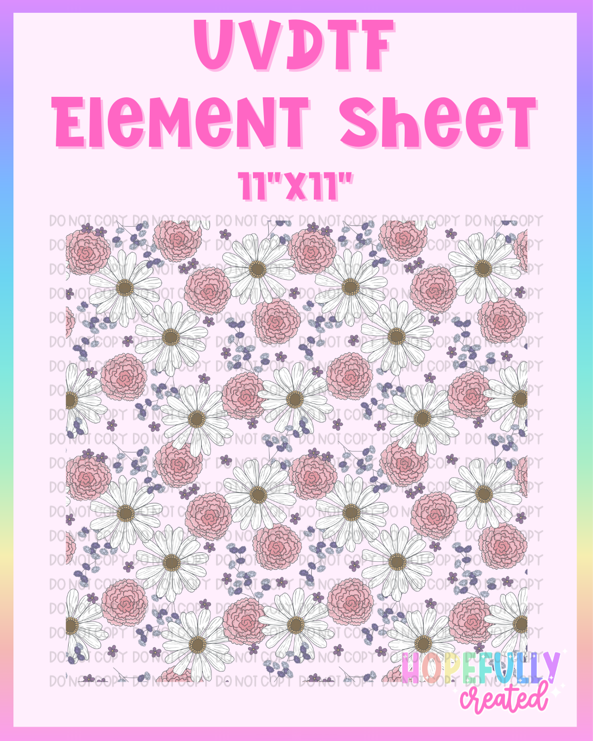 Daisy Peonies UVDTF Element Sheet
