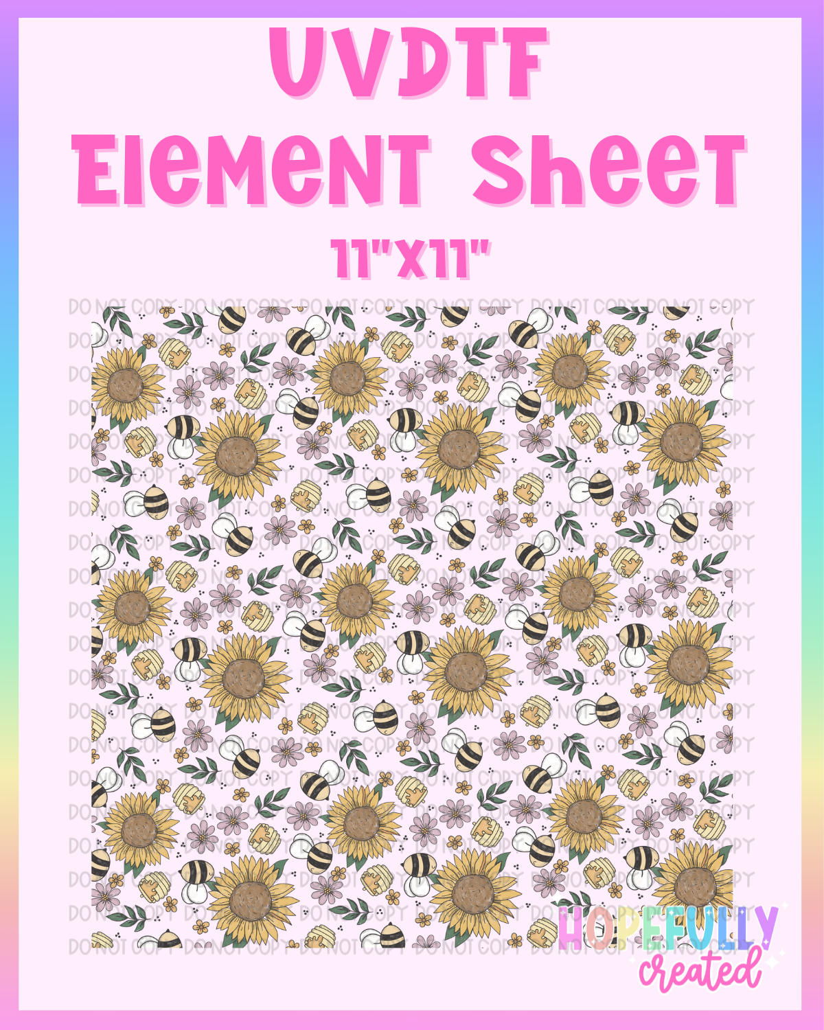 Sunflower Bees UVDTF Element Sheet