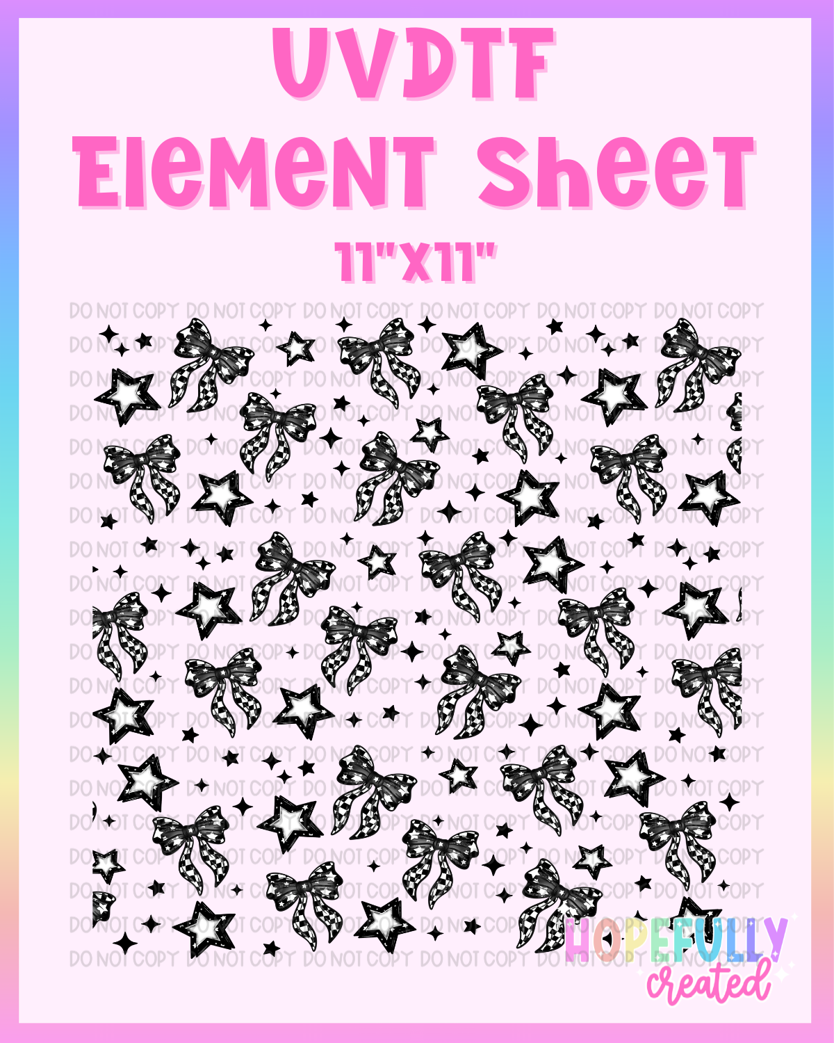 Black & White Bows UVDTF Element Sheet