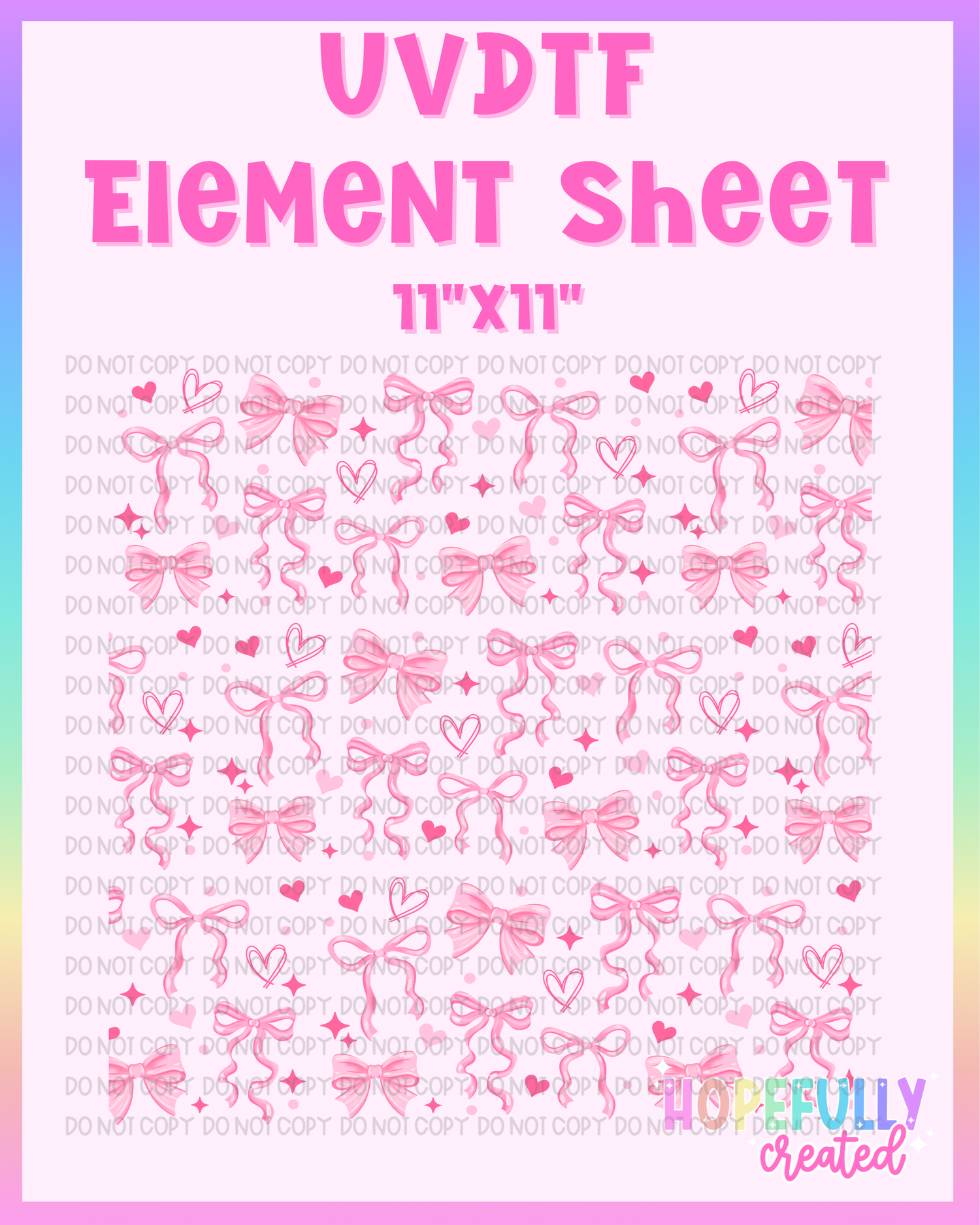 Pink Bows & Hearts UVDTF Element Sheet