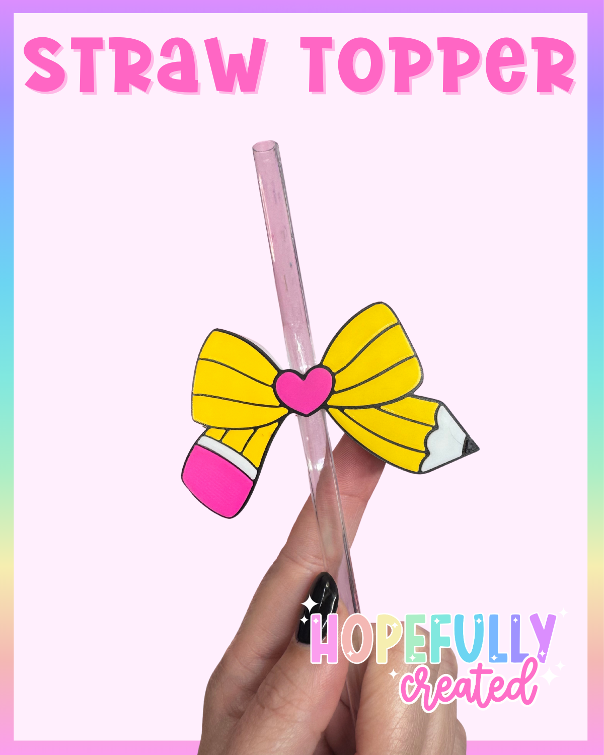 Pencil Bow Straw Topper