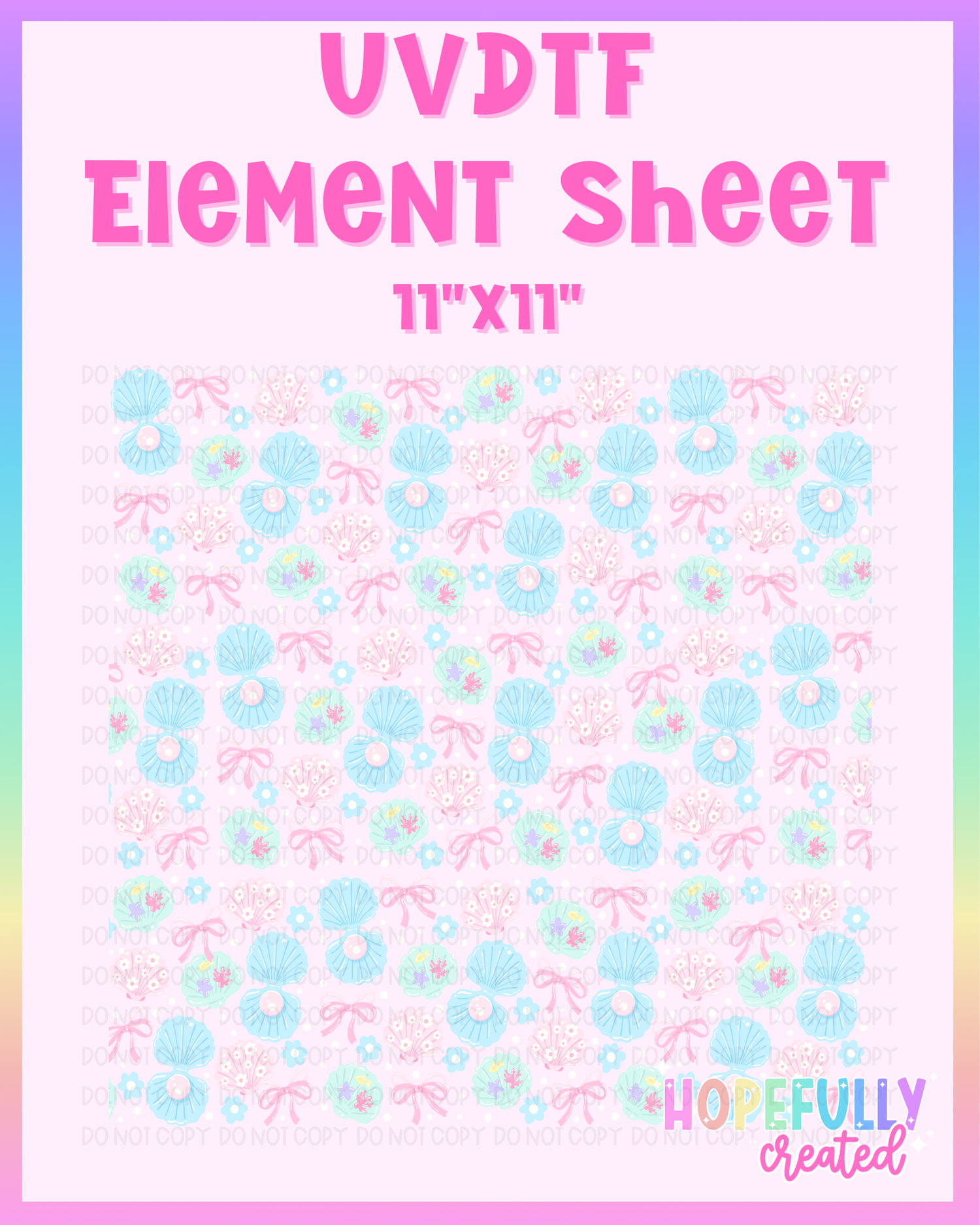 Pastel Seashells UVDTF Element Sheet