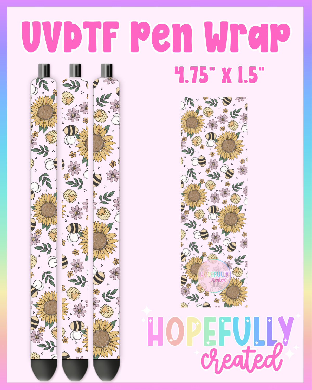Sunflowers & Bees UVDTF Pen Wrap