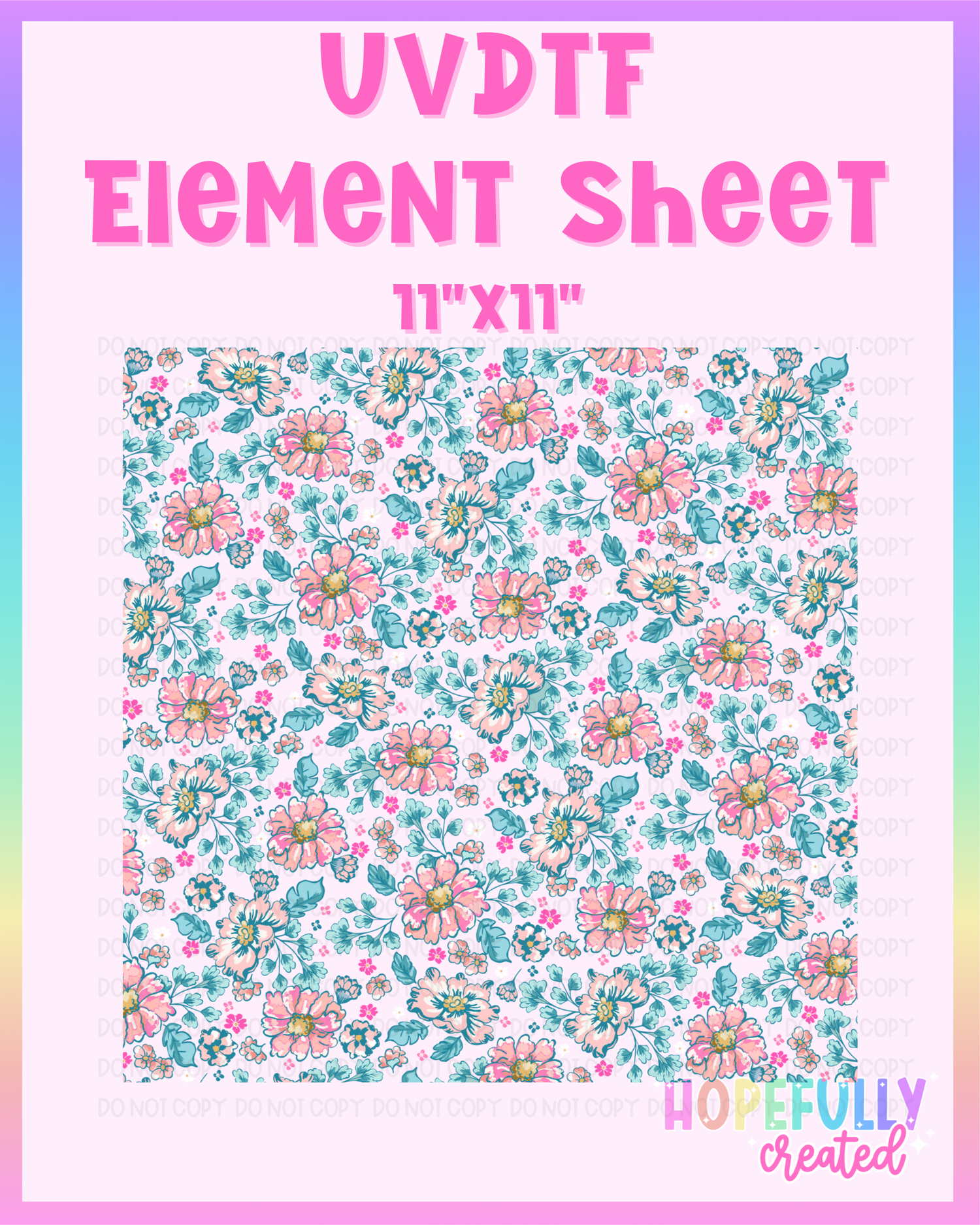Floral (Teal/Pink) UVDTF Element Sheet