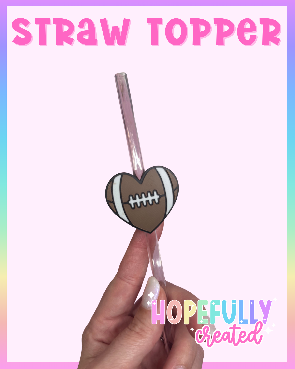 Football Heart Straw Topper