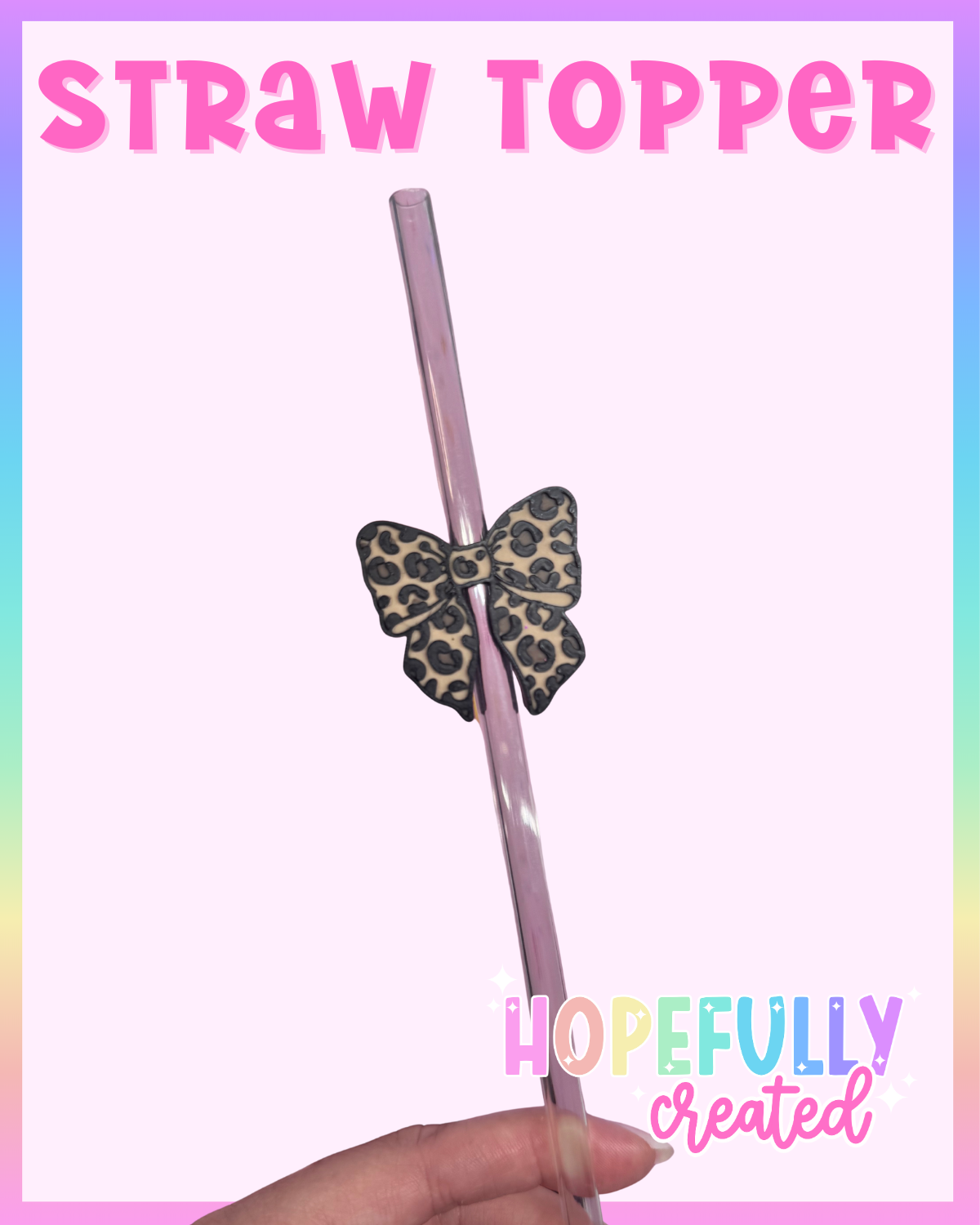 Leopard Bow Straw Topper