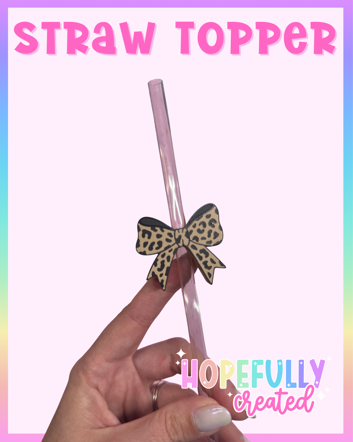 Animal Print Bow Straw Topper