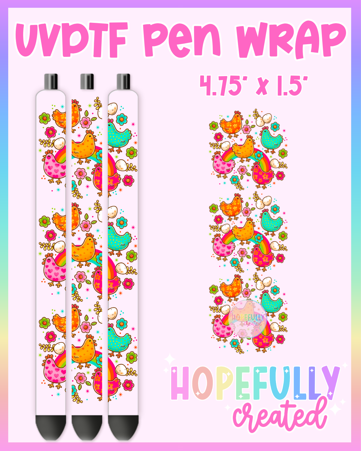 Chickens UVDTF Pen Wrap