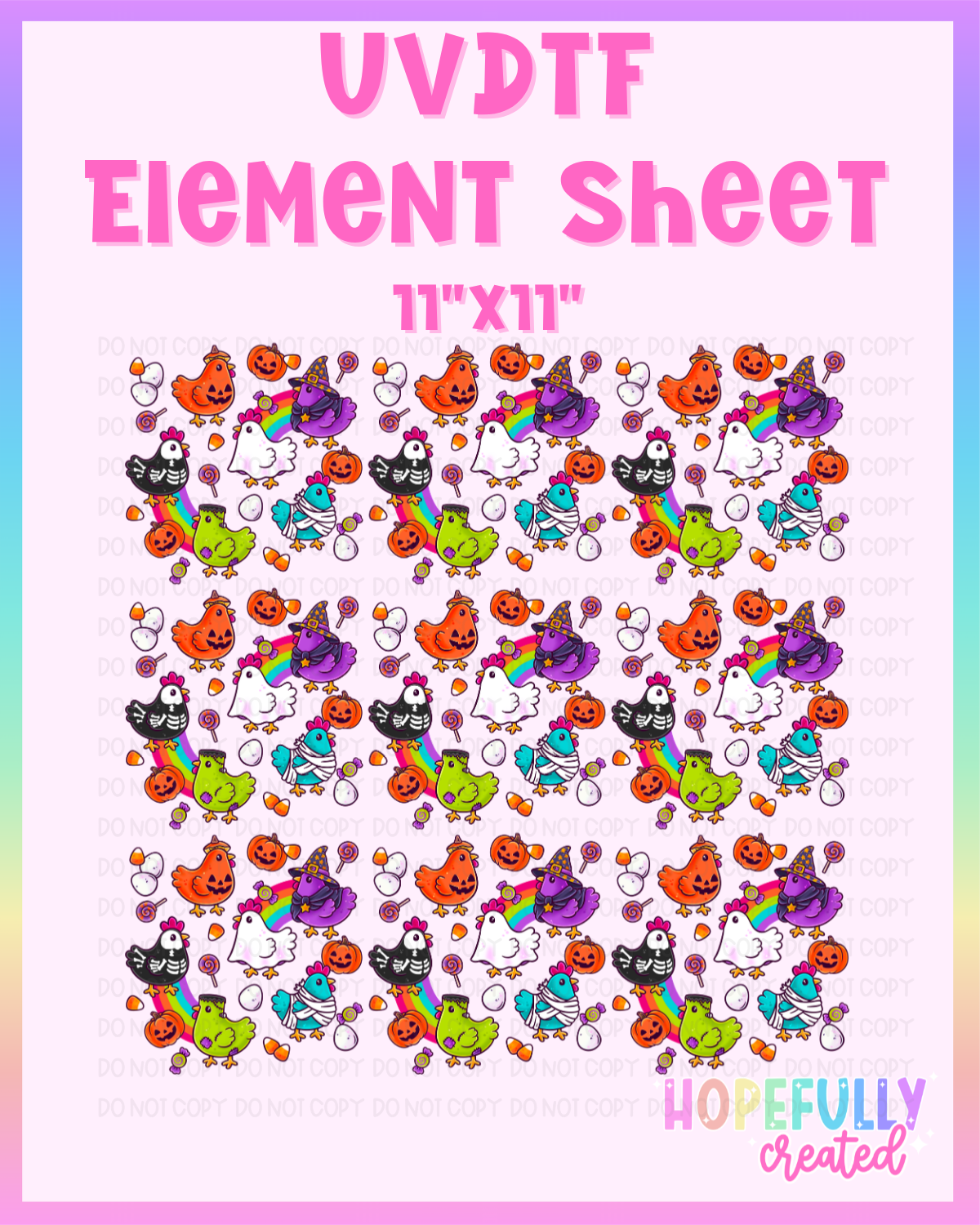 Halloween Chickens UVDTF Element Sheet