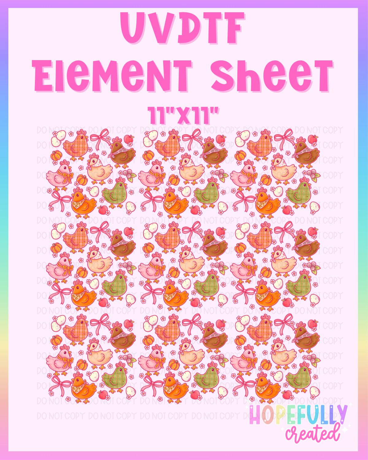 Fall Chickens UVDTF Element Sheet