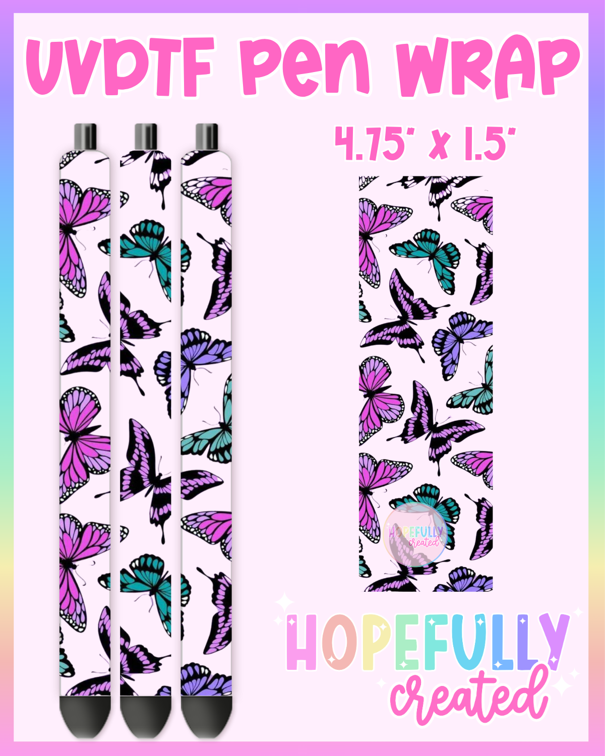 Multi Butterfly UVDTF Pen Wrap
