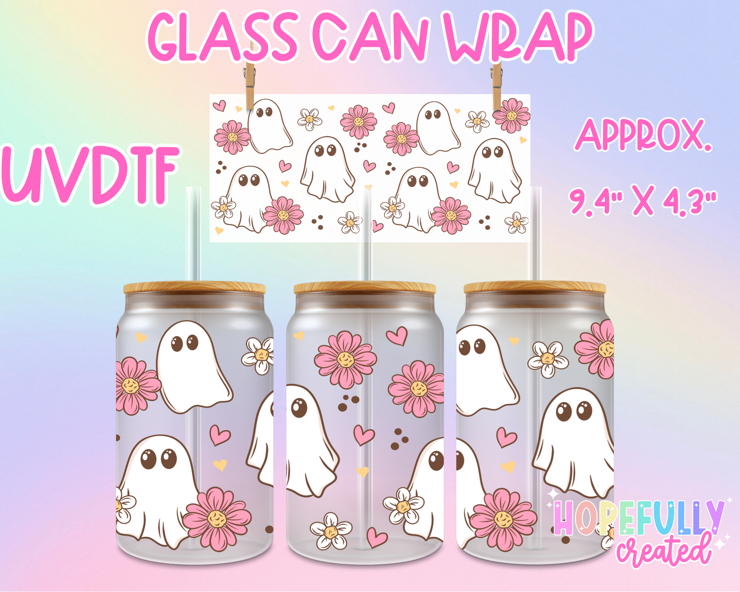 Floral Ghost UVDTF Glass Can Wrap