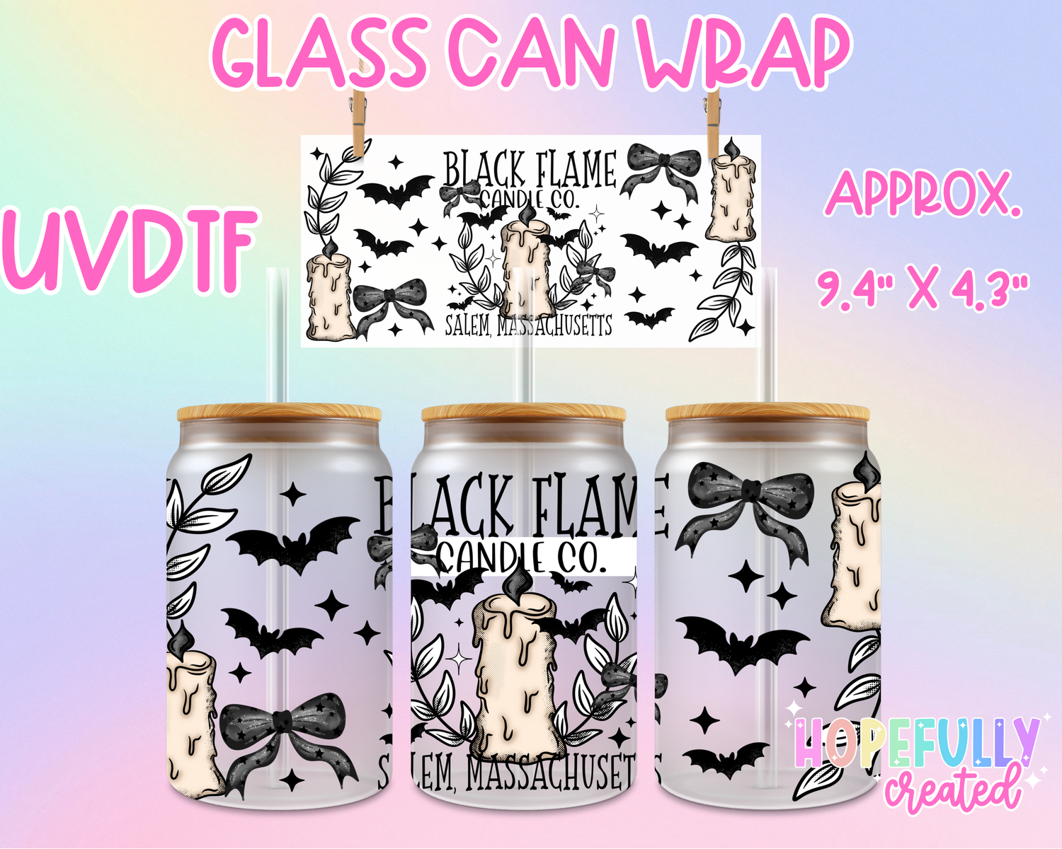 Black Flame UVDTF Glass Can Wrap