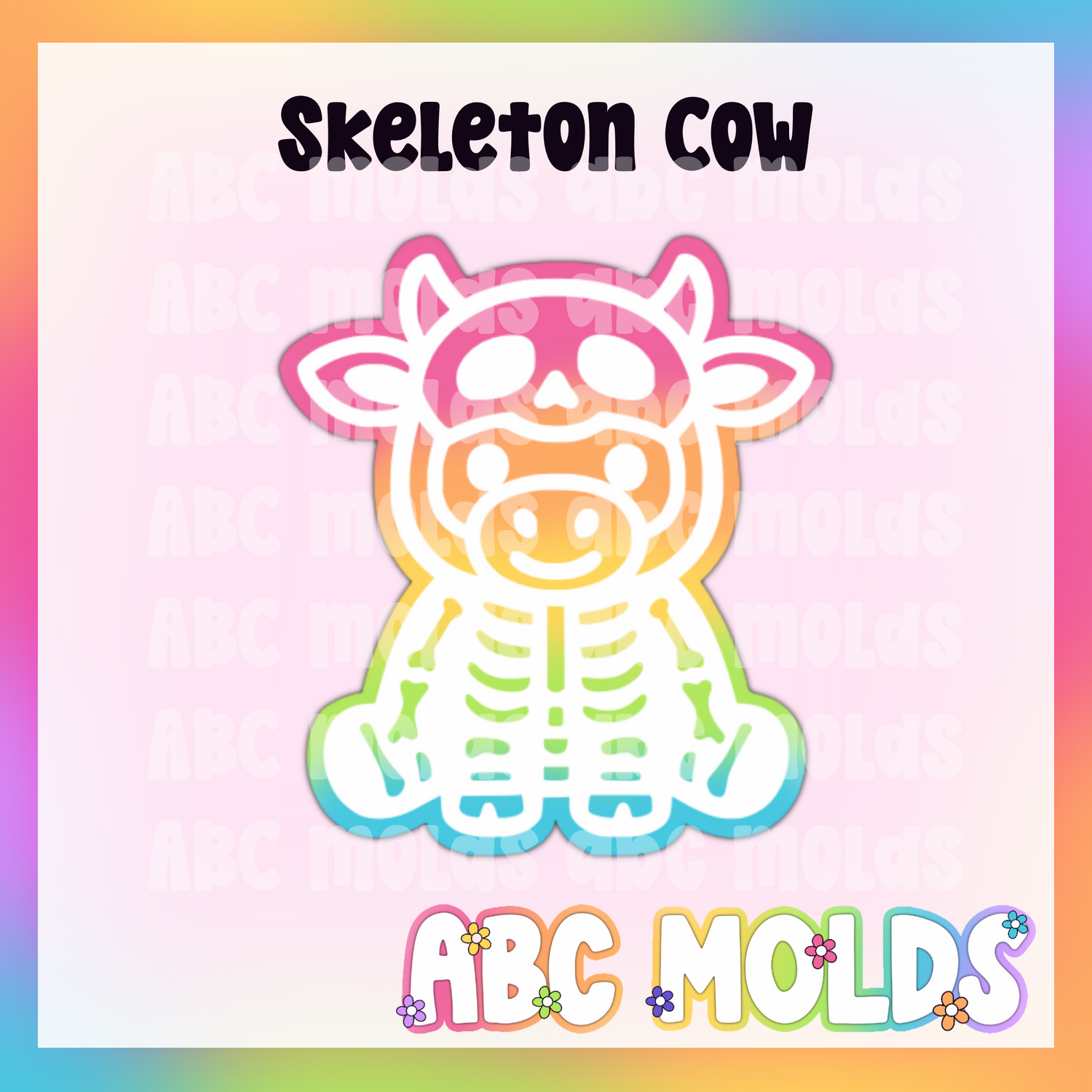 Skeleton Cow silicone freshie mold