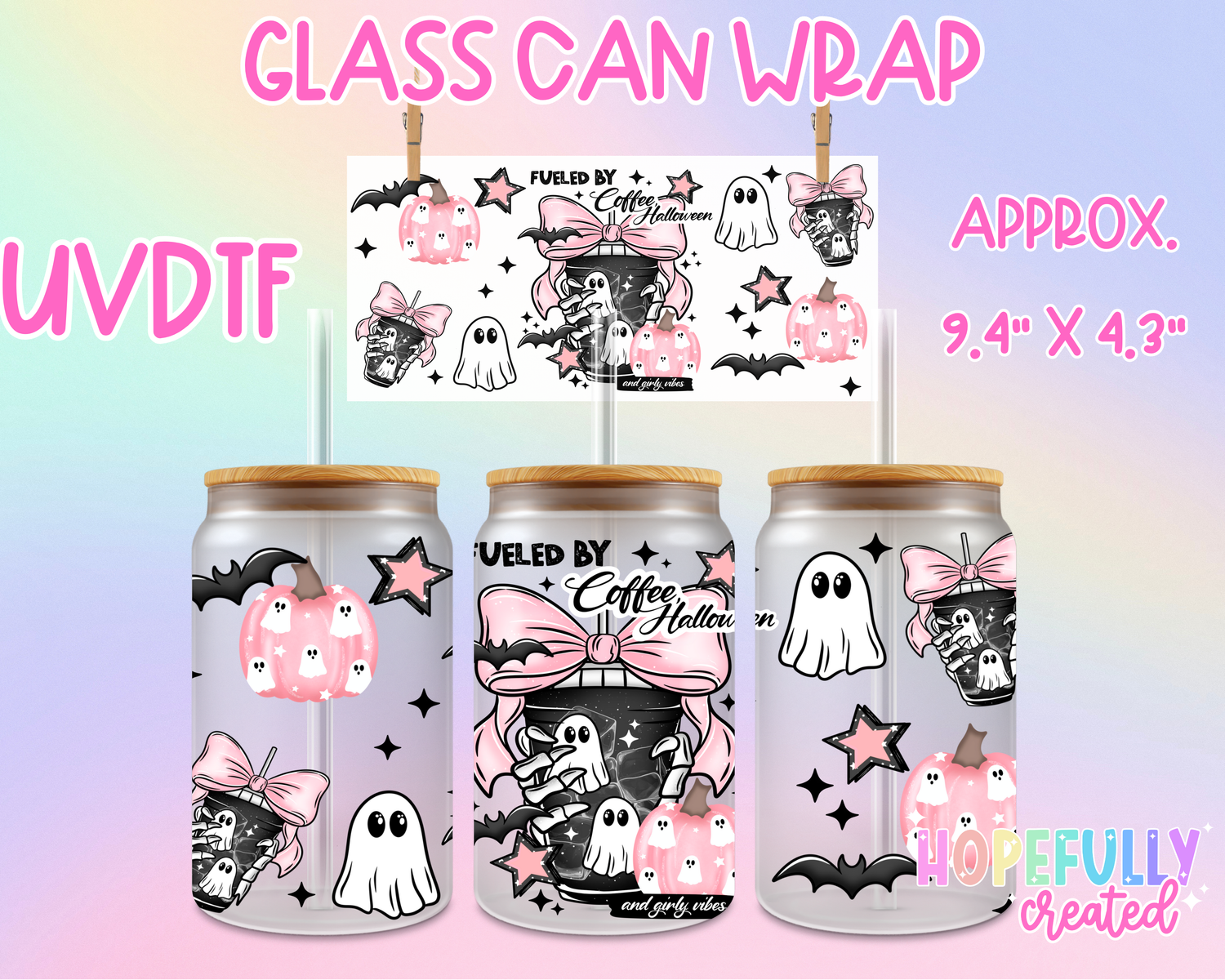 Coffee and Halloween UVDTF Glass Can Wrap