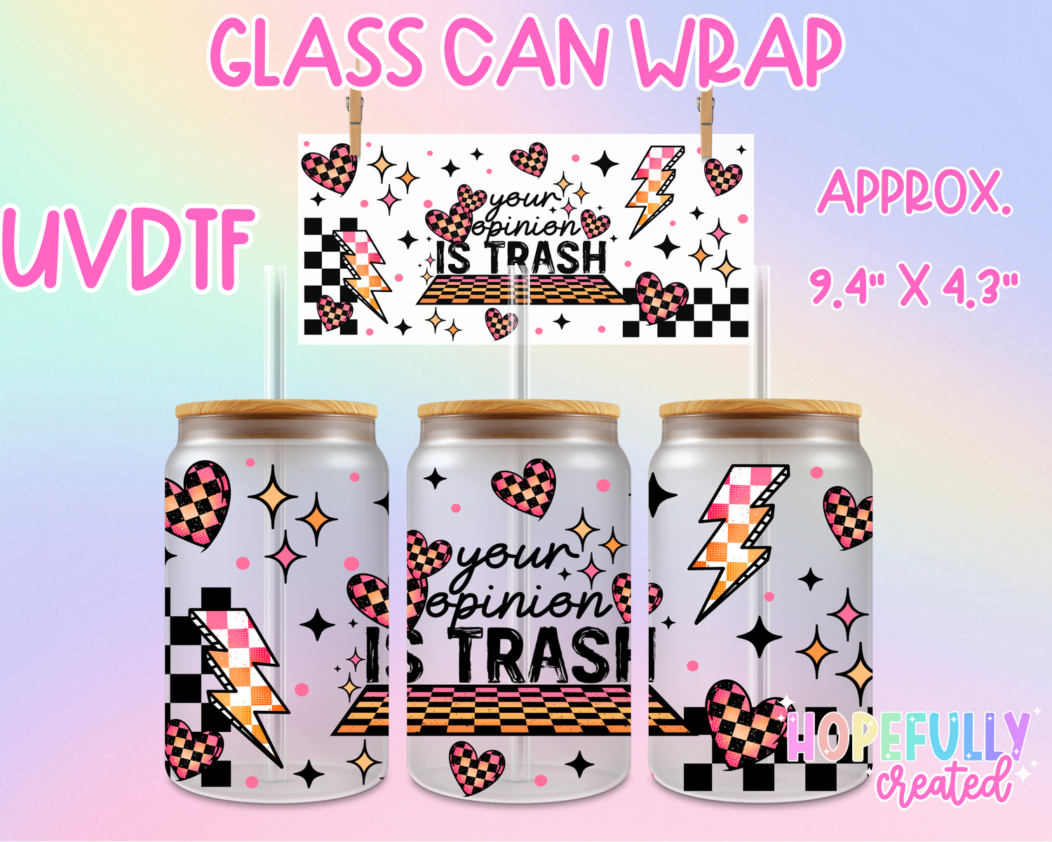 Opinion Trash UVDTF Glass Can Wrap