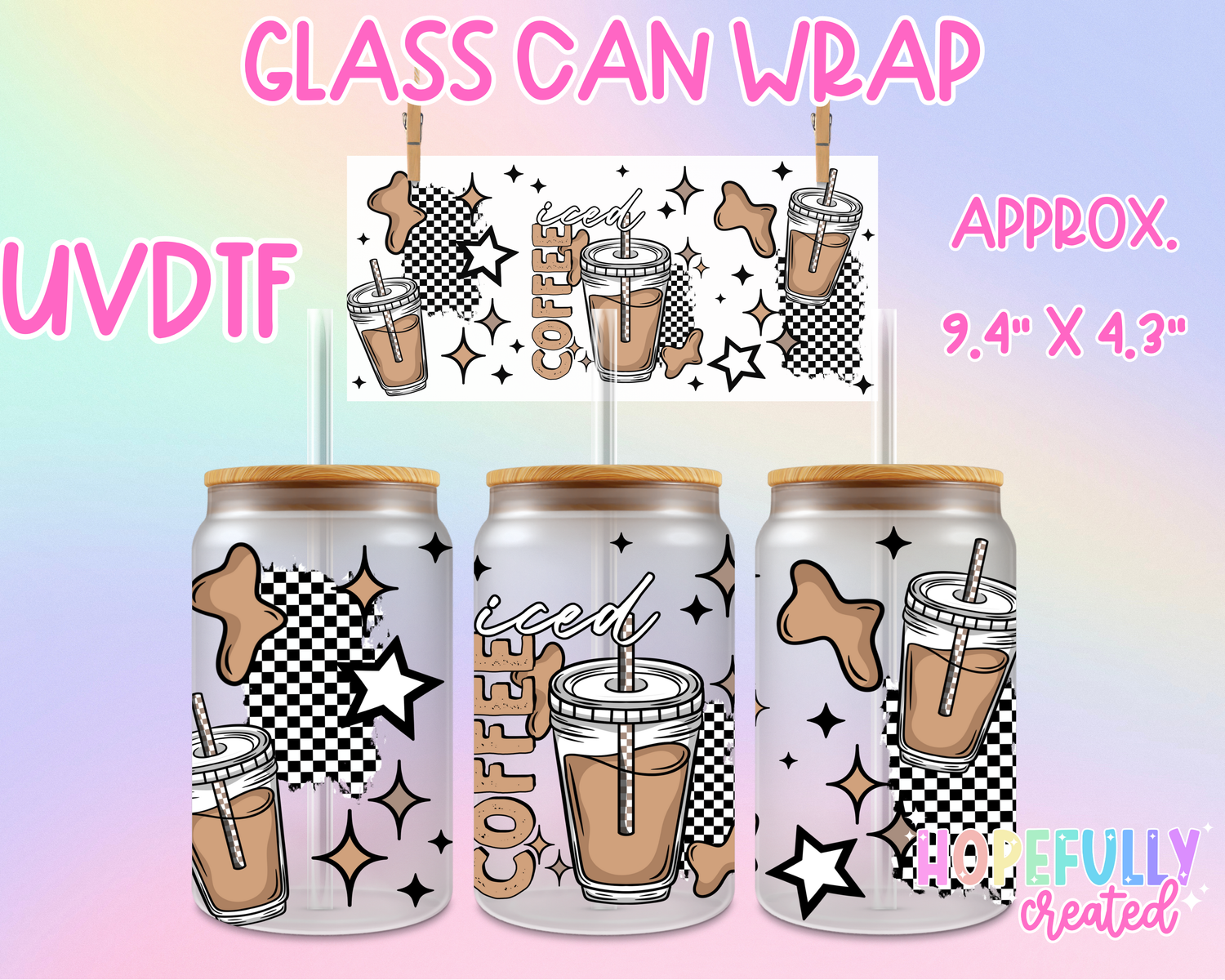 Iced Coffee UVDTF Glass Can Wrap