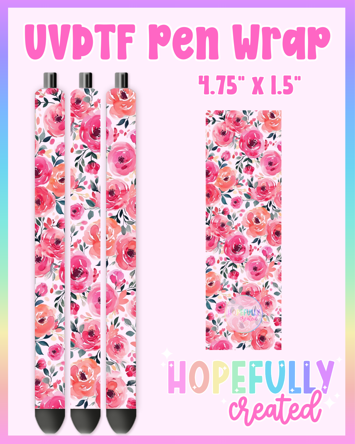 Pink Peonies UVDTF Pen Wrap