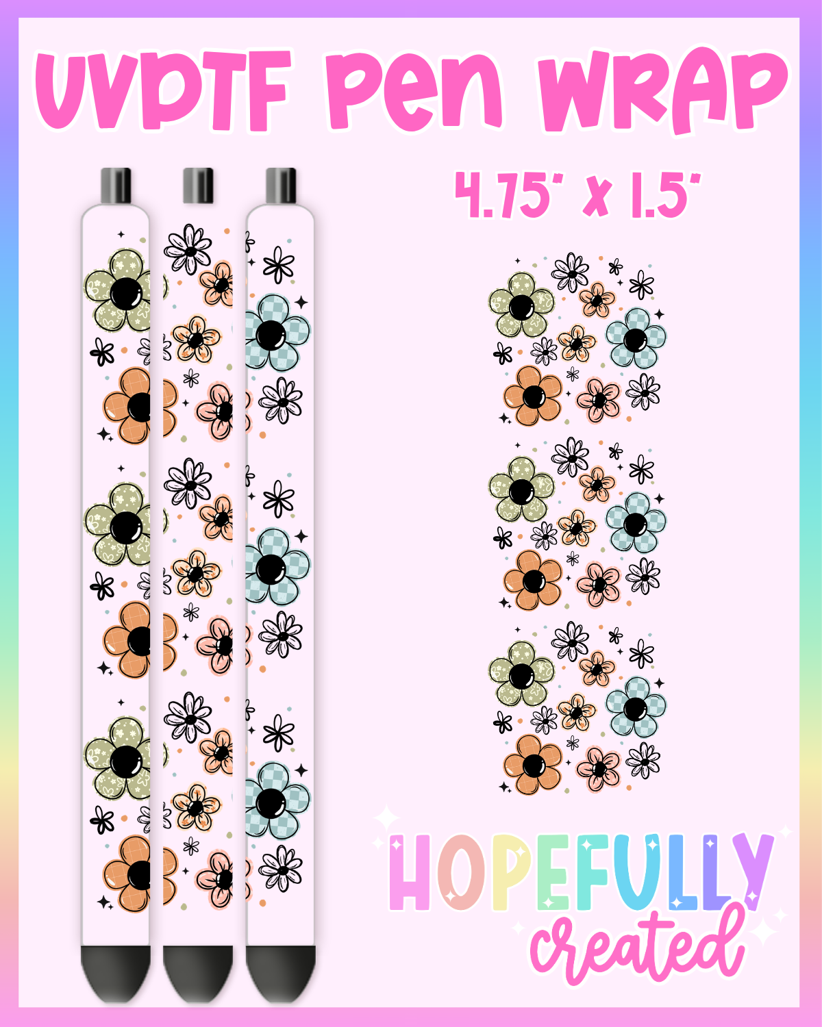 Pattern Flowers UVDTF Pen Wrap