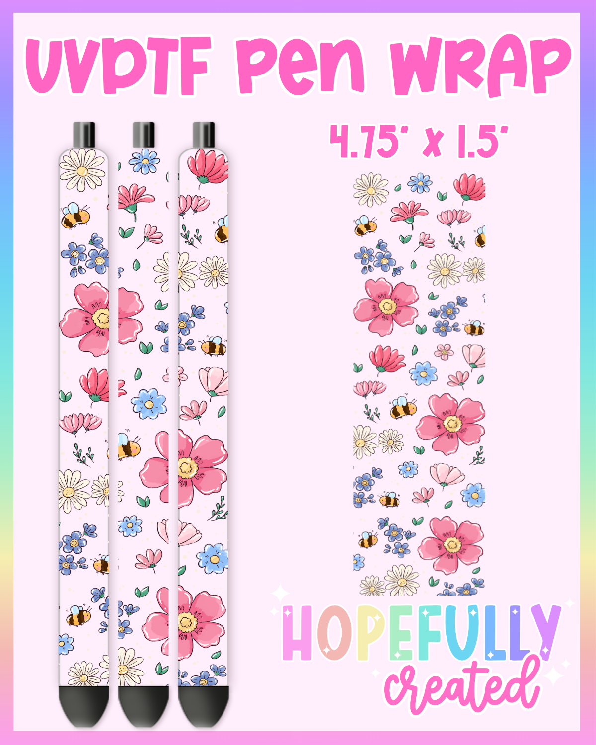 Floral Bees UVDTF Pen Wrap