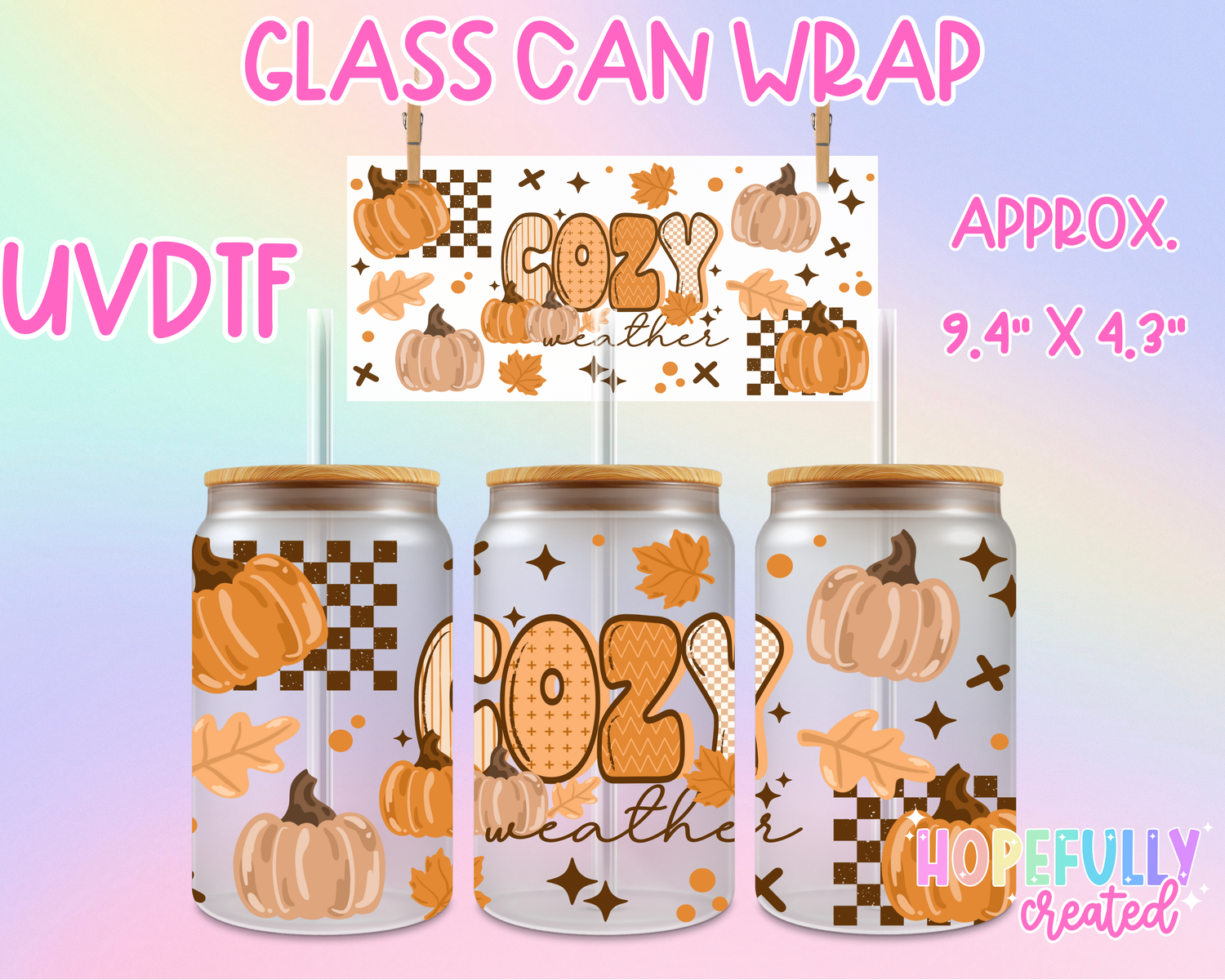 Cozy Weather UVDTF Glass Can Wrap