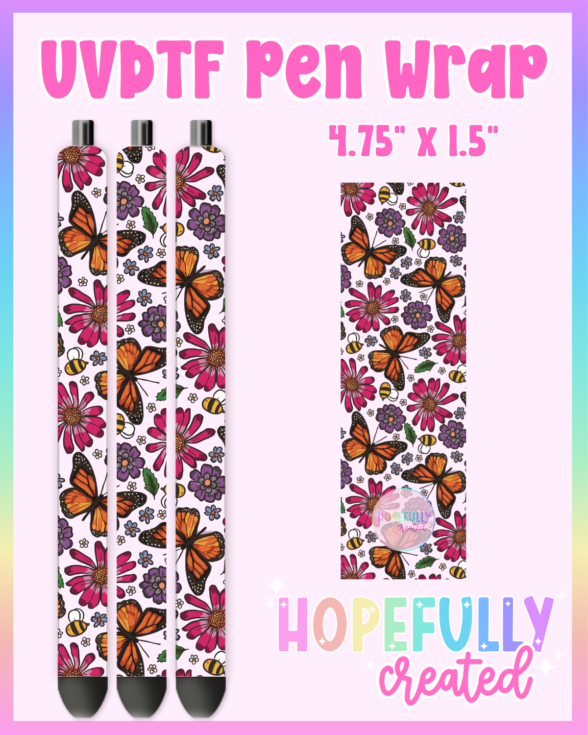 Butterfly Floral UVDTF Pen Wrap