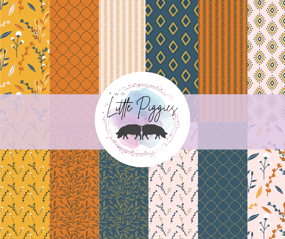 Printed Vinyl - Blue Mustard Floral