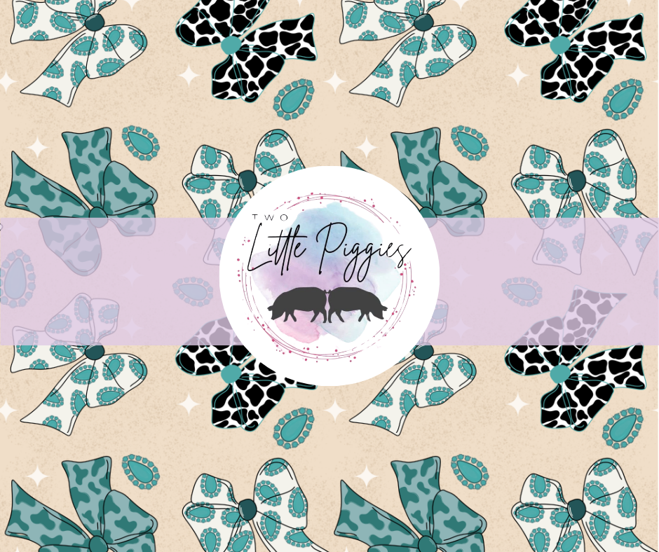 Printed Vinyl - Western Teal Bows
