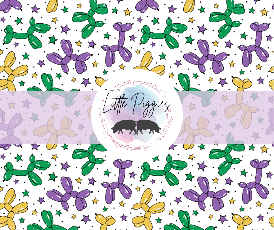 Printed Vinyl - Mardi Gras Balloon Dogs