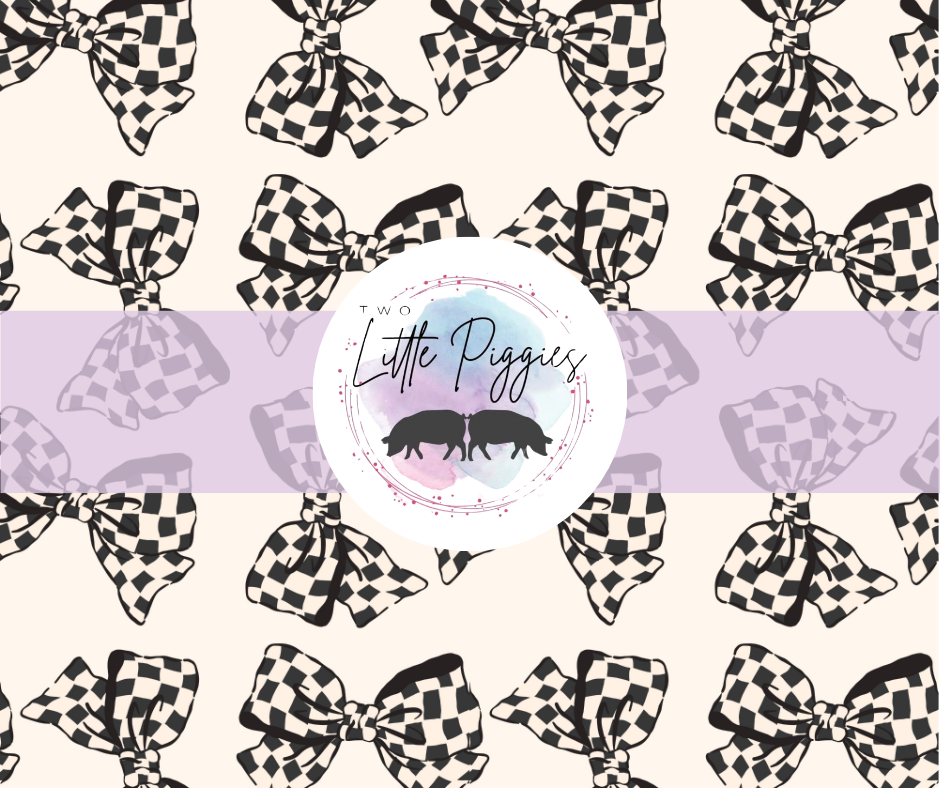 Printed Vinyl - Black and White Checkered Bows