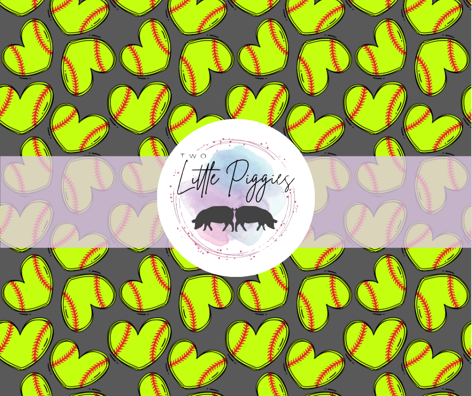 Printed Vinyl - Softball Hearts