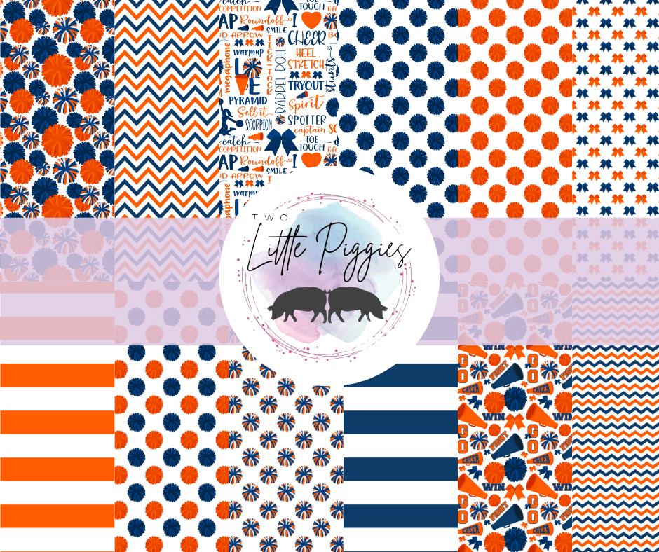 Printed Vinyl - Cheer - Navy and Orange