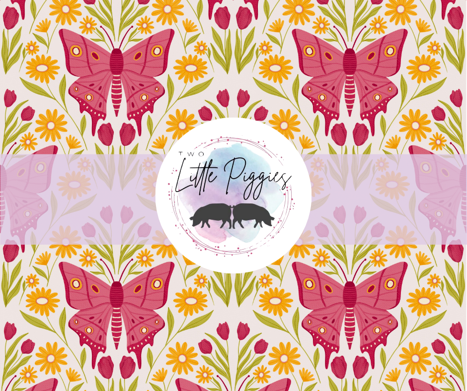 Printed Vinyl - Moths and Tulips