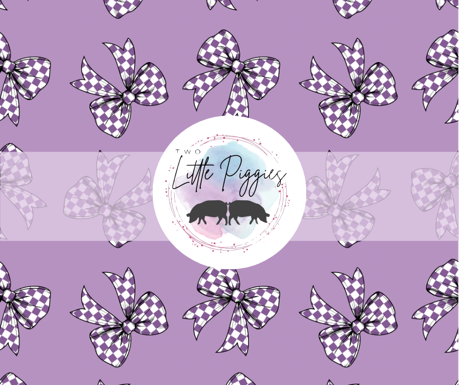 Printed Vinyl - Purple Checkered Bows