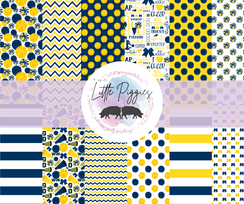 Printed Vinyl - Cheer - Blue and Yellow