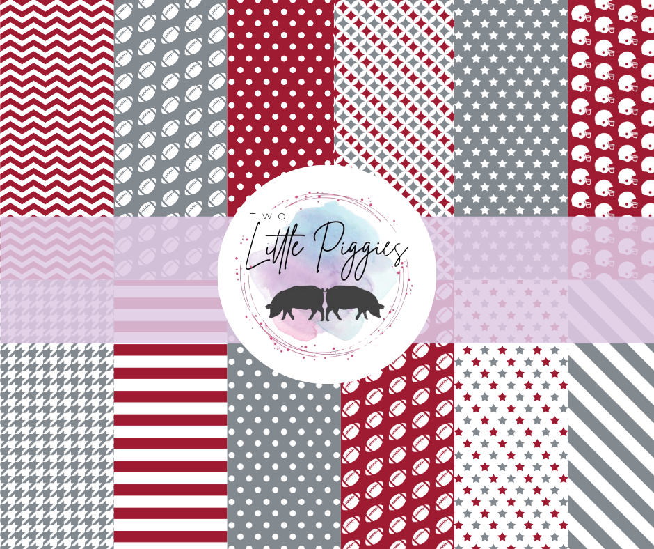 Printed Vinyl - Football - Red and Silver