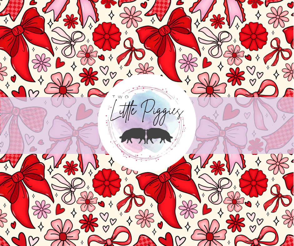 Printed Vinyl - Red and Pink Bows
