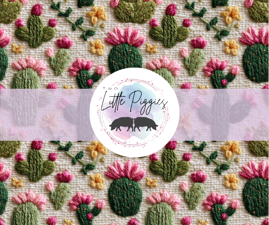 Printed Vinyl - Embroidered Cactus