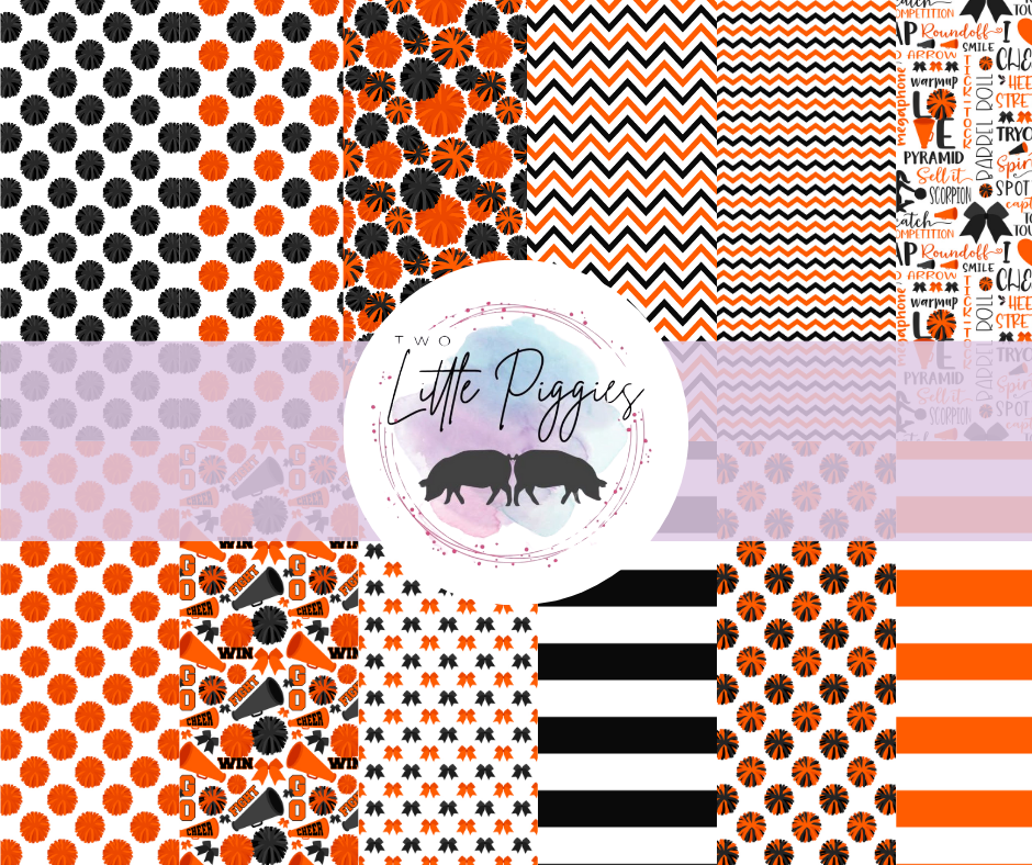 Printed Vinyl - Cheer - Orange and Black