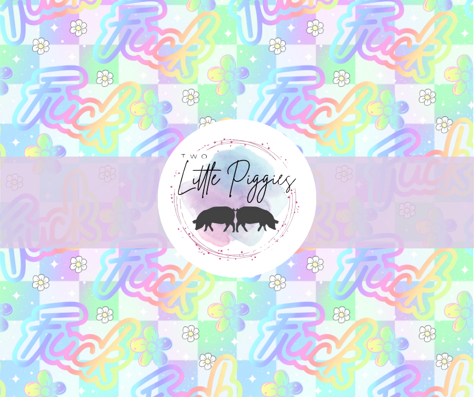 Printed Vinyl - Pastel Rainbow F*** on White Checker
