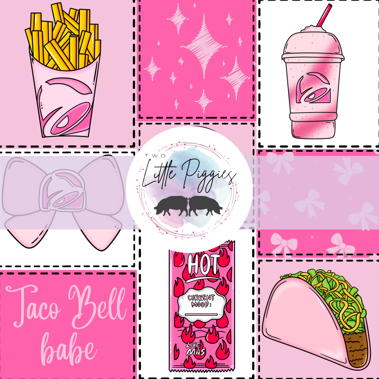 Printed Vinyl - Patchwork - Pink Taco Bell