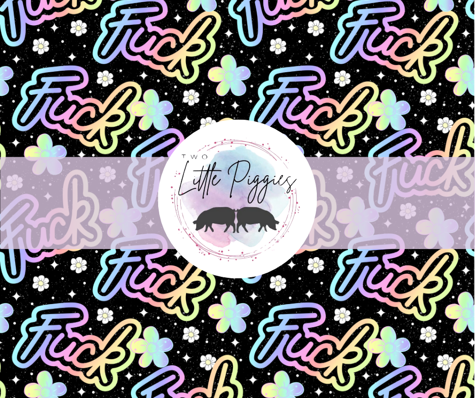 Printed Vinyl - Pastel Rainbow F*** on Black