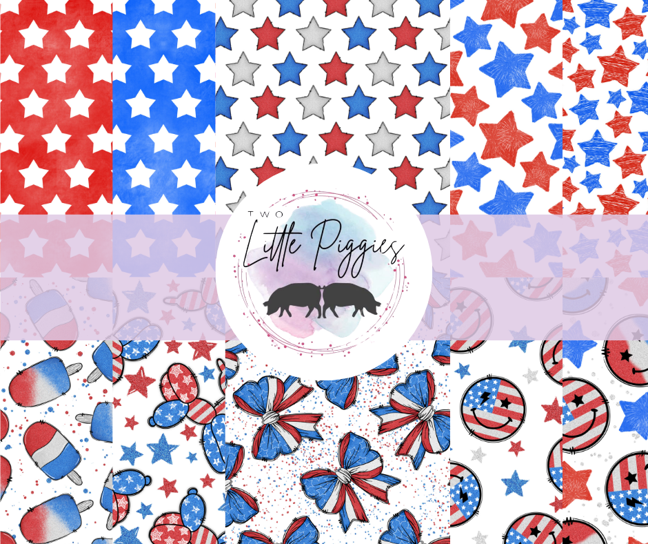 Printed Vinyl - 4th of July - Stars and Bows