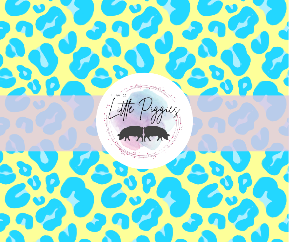 Printed Vinyl - Leopard - Blue and Neon Yellow