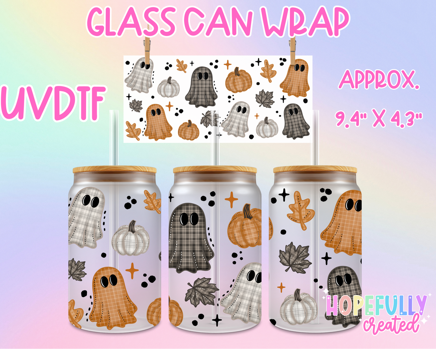 Plaid Ghosts UVDTF Glass Can Wrap