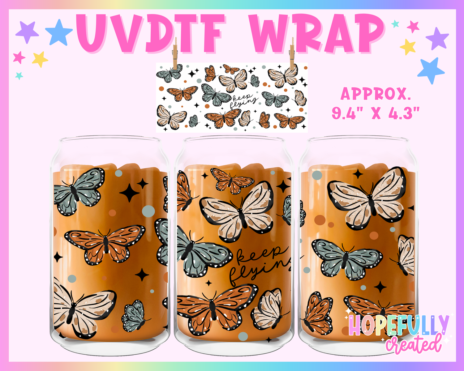 Keep Flying UVDTF Glass Can Wrap