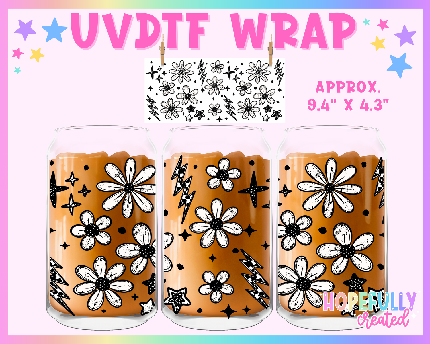Flowers UVDTF Glass Can Wrap